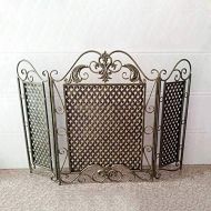 HLR Fireplace Screen 3 Panel Fireplace Screen, Large Wrought Iron Flat Guard Metal Decor Mesh, Indoor Outdoor Safe Fireproof Wood Burning Stove Accessories, 35(H) × 49(W)