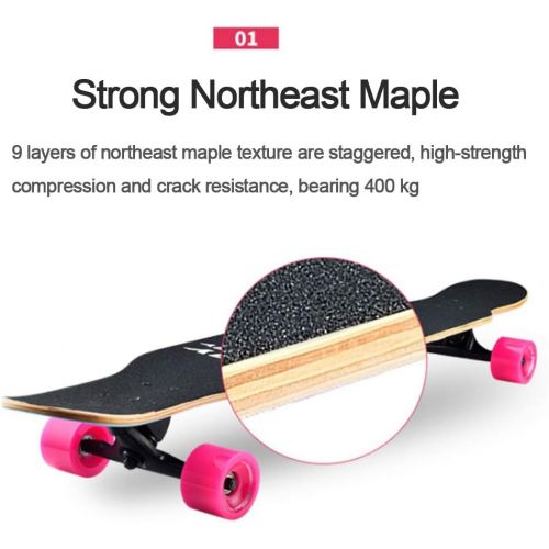  HLYT-Barstools 42 inch Freestyle Cruiser Longboard Skateboard Complete Dancing Skate Board 9 Layers Maple Wood Skateboard Teens Adults Beginners Girls Boys for Outdoor Recreation