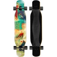 HLYT-Barstools Freestyle Longboards Skateboard Drop Through Cruiser Complete Double Kick Trick Beginner 47.2 Inch 7 Layer Canadian Maple Wood Brush Street Board