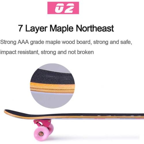  HLYT-Barstools 46.5x9.1 Dancing Longboards Skateboard 7 Layers Maple Wood Double Kick Trick Freestyle Cruiser for Beginner Adult Kids Teens Gift