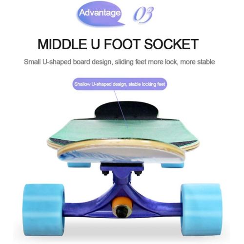  HLYT-Barstools Skateboard Freestyle Drop Through Longboard Double Kick Trick Concave Deck 46.1 inches x 8.7 inches for Beginner Adult Kids Teens Gift