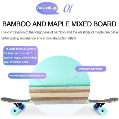 HLYT-Barstools Longboards Skateboard Drop Through Freestyle Dancing Cruiser All-Round Double Rocker Professional Skateboard for Beginners Boys Kids Adults Teens Girls 46.1 inchs