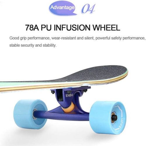  HLYT-Barstools Skateboard Beginners Double Kick Trick Concave Longboards Brush Street Board for Teens Beginners Girls Boys Kids Adults Maple and Bamboo Deck
