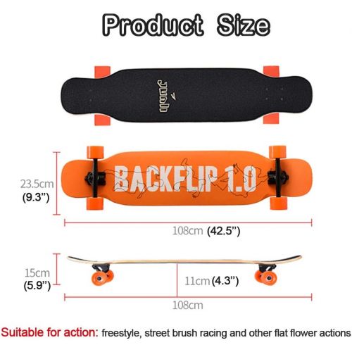  HLYT-Barstools Drop Through Longboard Skateboard Freestyle Double Kick Trick Concave Deck 42.5x9.3 Layers Maple for Beginner Adult Kids Teens Gift