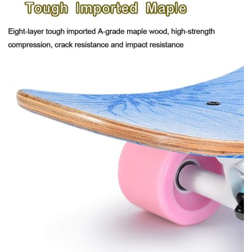  HLYT-Barstools Drop Through Longboard Skateboard Freestyle Double Kick Trick Concave Deck 42.5x9.3 Layers Maple for Beginner Adult Kids Teens Gift