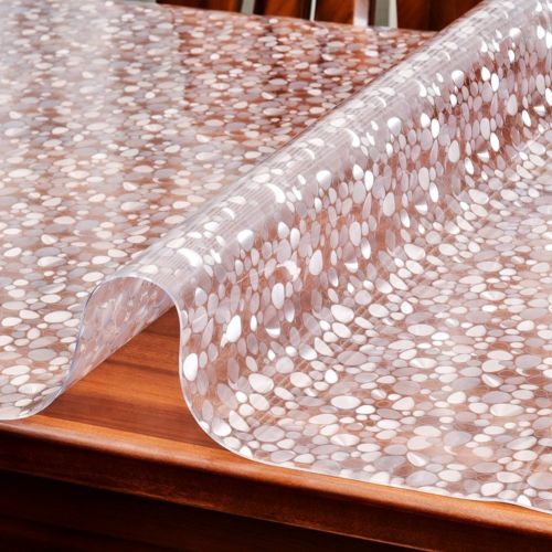  HM&DX PVC Table protector Waterproof Wipeable Heat resistant Dots pattern 1.5mm thick Multi-size Plastic Tablecloth Table cover mat For dining kitchen-Dots 90x180cm(35x71inch)