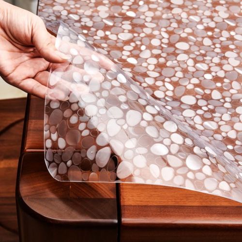  HM&DX PVC Table protector Waterproof Wipeable Heat resistant Dots pattern 1.5mm thick Multi-size Plastic Tablecloth Table cover mat For dining kitchen-Dots 90x180cm(35x71inch)