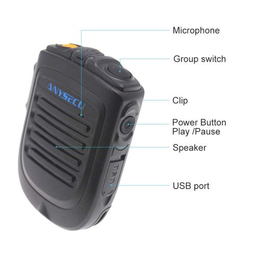  HM2 Portable Walkie Talkie Phone, Wireless PTT Bluetooth Handsfree Speaker Microphone, for POC Android Network Radio Walkie Talkie Phone Work with Zello PTT - Black (1Pcs)