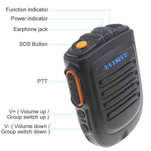  HM2 Portable Walkie Talkie Phone, Wireless PTT Bluetooth Handsfree Speaker Microphone, for POC Android Network Radio Walkie Talkie Phone Work with Zello PTT - Black (1Pcs)