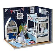HMANE Dollhouse Miniature 3D Assembly DIY Kit Boys and Girls Room Creative House Kit with LED Best Gifts for Women and Girls - (BoysRoom)