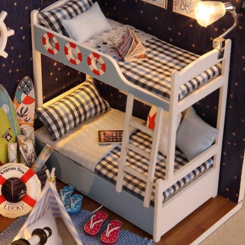  HMANE Dollhouse Miniature 3D Assembly DIY Kit Boys and Girls Room Creative House Kit with LED Best Gifts for Women and Girls - (BoysRoom)