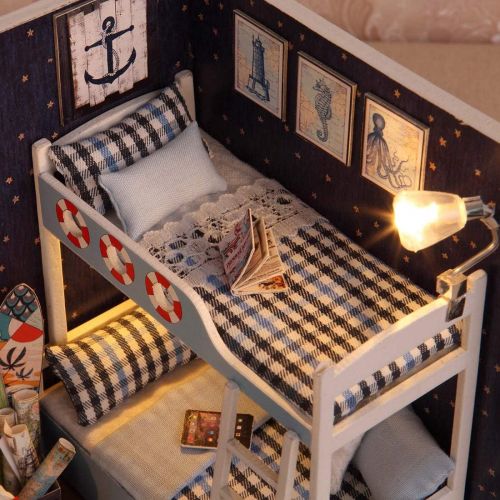  HMANE Dollhouse Miniature 3D Assembly DIY Kit Boys and Girls Room Creative House Kit with LED Best Gifts for Women and Girls - (BoysRoom)