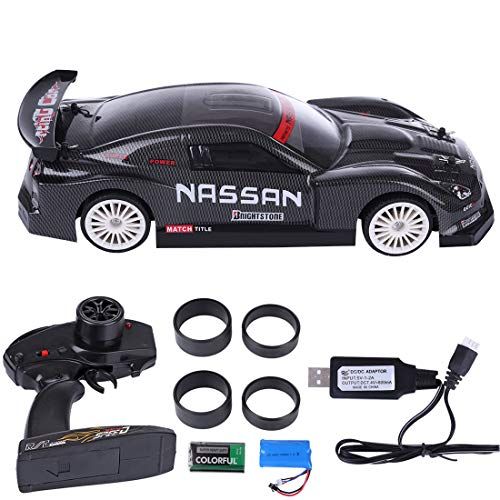  HMANE 1/14 2.4G 4WD RC Racing Car Remote Control 20KM/H High-Speed Vehicle RC Drift Car Toy - (Carbon Fiber Black)