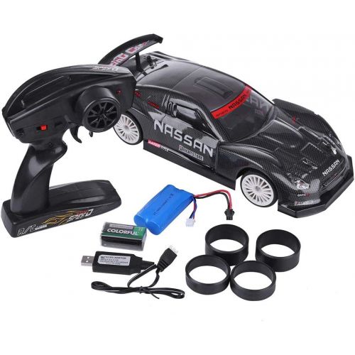  HMANE 1/14 2.4G 4WD RC Racing Car Remote Control 20KM/H High-Speed Vehicle RC Drift Car Toy - (Carbon Fiber Black)