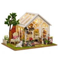 HMANE DIY Dollhouse Kit Miniature Furniture 3D Assembly Creative House with Light Best Birthday Gift for Women and Girls - Sunlight Greenhouse