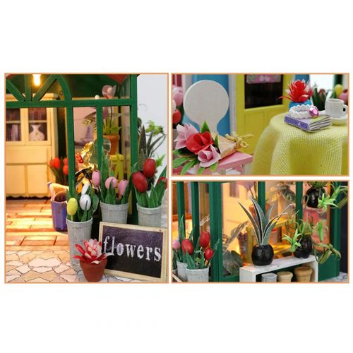  HMANE DIY Dollhouse Kit Miniature Furniture 3D Assembly Creative House with Light Best Birthday Gift for Women and Girls - Sunlight Greenhouse