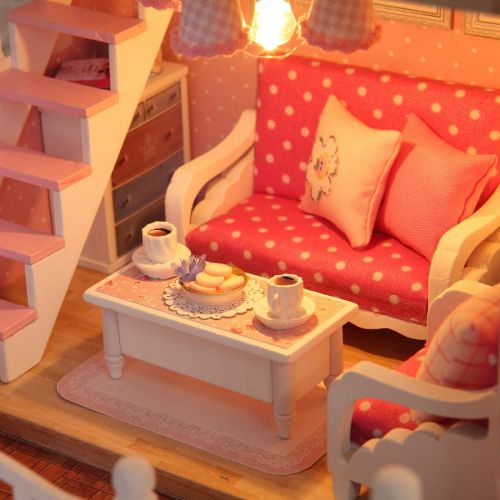  HMANE DIY Dollhouse Kit Miniature Furniture 3D Assembly Creative House with Light Best Birthday Gift for Women and Girls - Sunlight Greenhouse