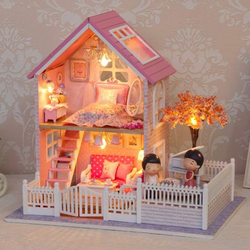  HMANE DIY Dollhouse Kit Miniature Furniture 3D Assembly Creative House with Light Best Birthday Gift for Women and Girls - Sunlight Greenhouse