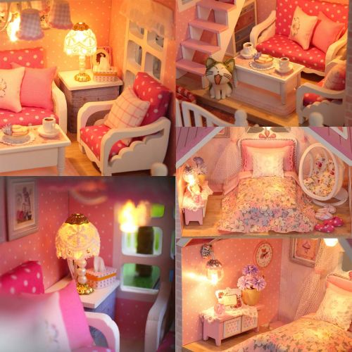  HMANE DIY Dollhouse Kit Miniature Furniture 3D Assembly Creative House with Light Best Birthday Gift for Women and Girls - Sunlight Greenhouse