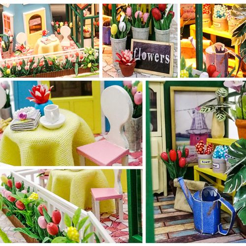  HMANE DIY Dollhouse Kit Miniature Furniture 3D Assembly Creative House with Light Best Birthday Gift for Women and Girls - Sunlight Greenhouse