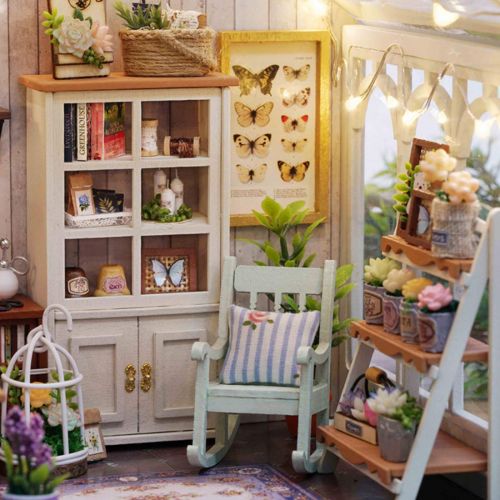  HMANE DIY Dollhouse Kit Miniature Furniture 3D Assembly Creative House with Light Best Birthday Gift for Women and Girls - Sunlight Greenhouse