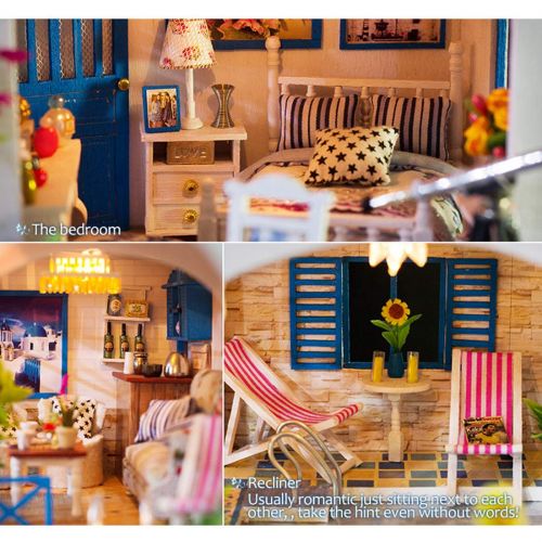  HMANE DIY Dollhouse Kit Miniature Furniture 3D Assembly Creative House with Light Best Birthday Gift for Women and Girls - Sunlight Greenhouse