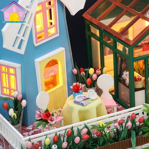  HMANE DIY Dollhouse Kit Miniature Furniture 3D Assembly Creative House with Light Best Birthday Gift for Women and Girls - Sunlight Greenhouse