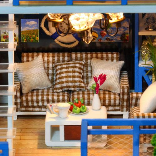  HMANE DIY Dollhouse Kit Miniature Furniture 3D Assembly Creative House with Light Best Birthday Gift for Women and Girls - Sunlight Greenhouse