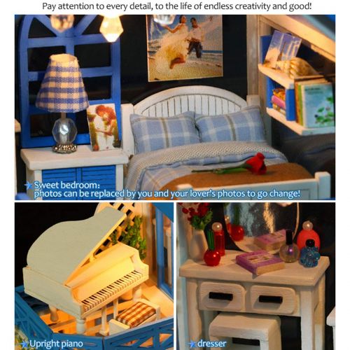  HMANE DIY Dollhouse Kit Miniature Furniture 3D Assembly Creative House with Light Best Birthday Gift for Women and Girls - Sunlight Greenhouse