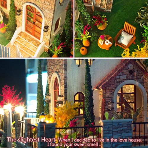  HMANE DIY Dollhouse Kit Miniature Furniture 3D Assembly Creative House with Light Best Birthday Gift for Women and Girls - Sunlight Greenhouse