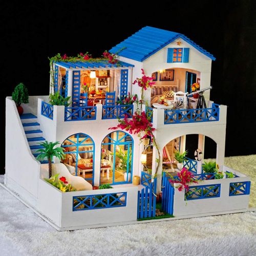  HMANE DIY Dollhouse Kit Miniature Furniture 3D Assembly Creative House with Light Best Birthday Gift for Women and Girls - Sunlight Greenhouse