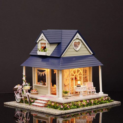  HMANE DIY Dollhouse Kit Miniature Furniture 3D Assembly Creative House with Light Best Birthday Gift for Women and Girls - Sunlight Greenhouse