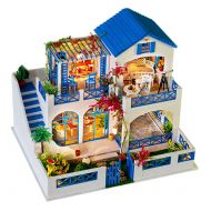 HMANE DIY Dollhouse Kit Miniature Furniture 3D Assembly Creative Family House with Light and Music - Wooden Cabin Meteor Garden Theme