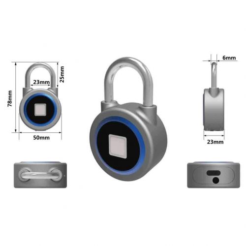  HMJY Smart Fingerprint Padlock, Portable Bluetooth Electronic Lock, Warehouse/Anti-Theft Door Lock/Dormitory Cabinet/Gym Cabinet Padlock