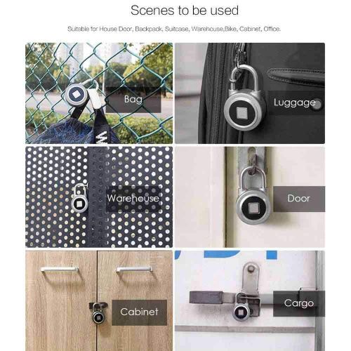  HMJY Smart Fingerprint Padlock, Portable Bluetooth Electronic Lock, Warehouse/Anti-Theft Door Lock/Dormitory Cabinet/Gym Cabinet Padlock