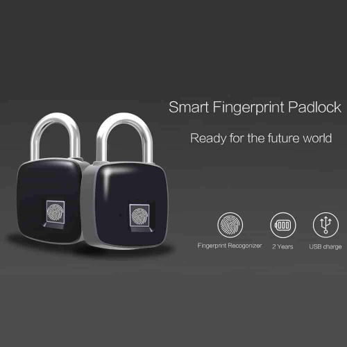  HMJY Smart Fingerprint Padlock, Portable Anti-Theft Door Lock, Dormitory Cabinet Lock, Travel Lock