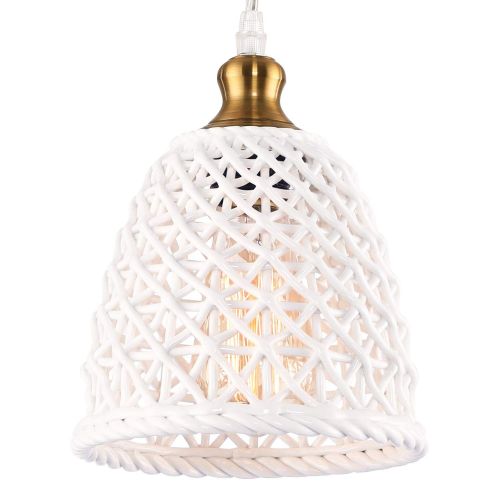  HMVPL Plug in Pendant Lights with 16.4 Ft Hanging Cord and On/Off Dimmer Switch, Unique Ceramic Lighting Fixture Mini Swag Ceiling Lamp for Bedroom Kitchen Island Dining Room Foyer