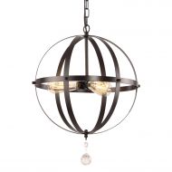 HMVPL Industrial Globe 3 Lights Pendant Lighting Fixture with Chain, Vintage Oil-Rubbed Bronze Orb Hanging Chandelier Metal Ceiling Lamp for Kitchen Island Dining Room Table Entryw