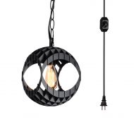 HMVPL Plug in Hanging Light, Farmhouse Pendant Lighting Fixtures with Long Cord Metal Chain and in Line On/Off Dimmer Switch, Swag Ceiling Lamp for Kitchen Island Hallway Dining Ta