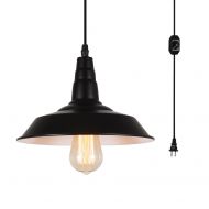 HMVPL Industrial Plug in Pendant Lighting Fixtures, Farmhouse Hanging Chandelier with Long Hanging Cord and Dimmer Switch, Vintage Black Swag Island Lamp for Kitchen Dining Table B