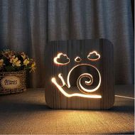 HNFSLIUHAO Hnfsliuhao Night Lights Led Wooden Lighting Magical Snail Shadow 3D Wood Mood Lamp USB Table...