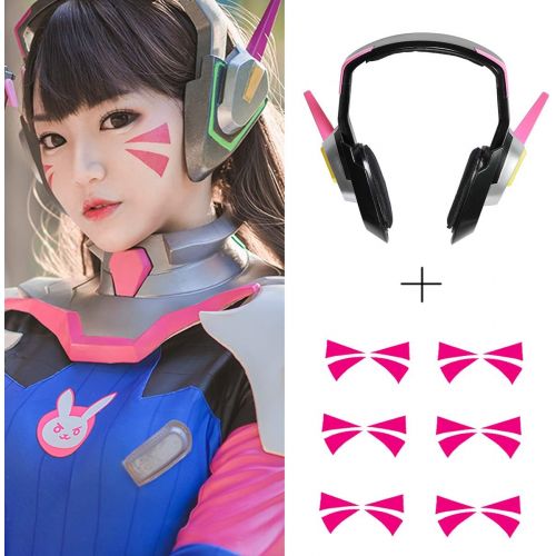  HNNS OW D.Va Headset Hana Song Cosplay Costume Accessories Analog Gaming Props Pink