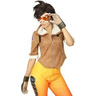 HNNS Womens OW Tracer Lena Oxton Cosplay Halloween Game Costume Full Battle Suit JacketGlovesPants