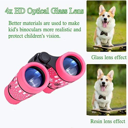  [아마존베스트]HNRLOY Binoculars for Kids, Boys Girls 4x30 High-Resolution Real Optics Rubber Binocular Toys Shockproof Folding Small Telescope for Travel, Camping, Bird Watching, Outdoor Play - Best Gi