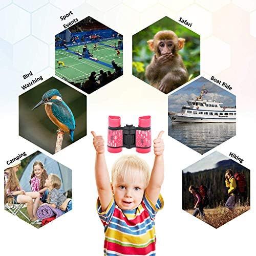  [아마존베스트]HNRLOY Binoculars for Kids, Boys Girls 4x30 High-Resolution Real Optics Rubber Binocular Toys Shockproof Folding Small Telescope for Travel, Camping, Bird Watching, Outdoor Play - Best Gi