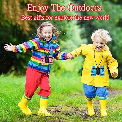  [아마존베스트]HNRLOY Binoculars for Kids, Boys Girls 4x30 High-Resolution Real Optics Rubber Binocular Toys Shockproof Folding Small Telescope for Travel, Camping, Bird Watching, Outdoor Play - Best Gi