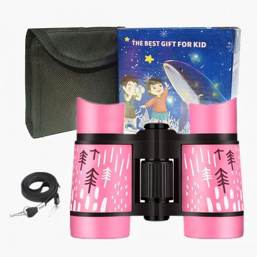  [아마존베스트]HNRLOY Binoculars for Kids, Boys Girls 4x30 High-Resolution Real Optics Rubber Binocular Toys Shockproof Folding Small Telescope for Travel, Camping, Bird Watching, Outdoor Play - Best Gi