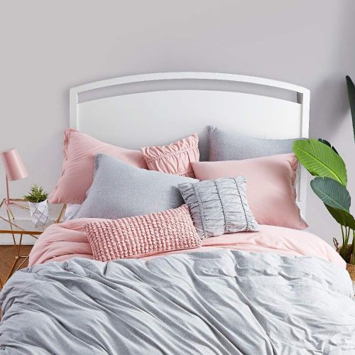  HNU 2 Piece Pink Twin Duvet Set,Jersey Knit Set Duvet Cover, Traditional Solid Color All Seasons Modern Contemporary Natural Comfy Super Soft Natural Cozy Comfortable Cotton Fibers Dec