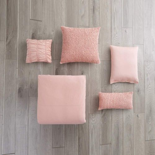  HNU 3 Piece Pink Full Queen Duvet Set,Jersey Knit Set Duvet Cover, Traditional Solid Color All Seasons Modern Contemporary Natural Comfy Super Soft Natural Cozy Comfortable Cotton Fibe