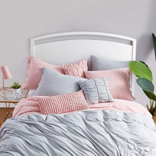 HNU 3 Piece Pink Full Queen Duvet Set,Jersey Knit Set Duvet Cover, Traditional Solid Color All Seasons Modern Contemporary Natural Comfy Super Soft Natural Cozy Comfortable Cotton Fibe